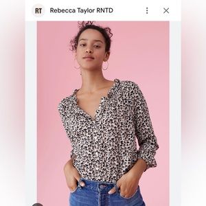 Rebecca Taylor 100% Silk Linx Leopard Blouse